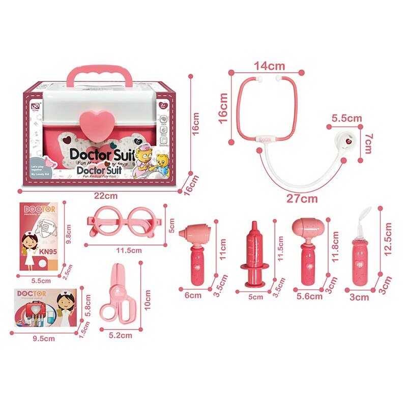 Набір лікаря 8813 A-2 (36) підсвічування, звук серцебиття, медичне приладдя, муляжі ліків, окуляри, в коробці