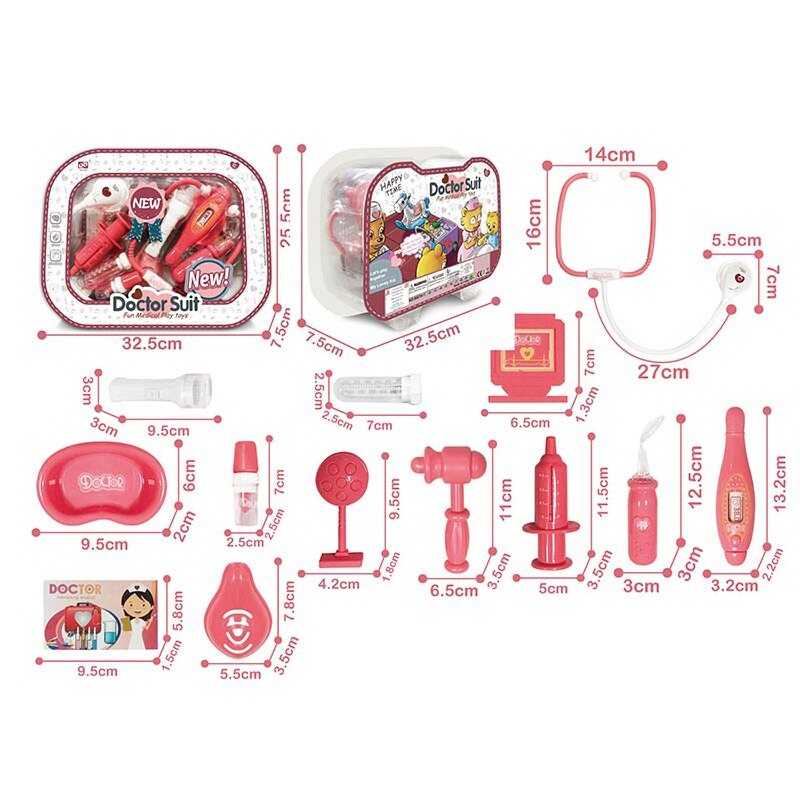 Набір лікаря 8827 A-1 (24) підсвічування, звук серцебиття, медичне приладдя, муляжі ліків, в слюді