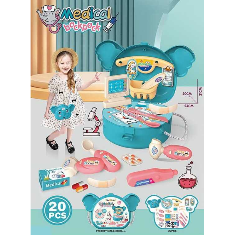Набір лікаря 8923 (144/2) “Слоник“, 20 предметів, у валізі
