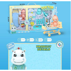 Набір лікаря HZ 897 (24/2) підсвічування, звуки, інструменти, пупс, каталка, фігурки тварин, в коробці