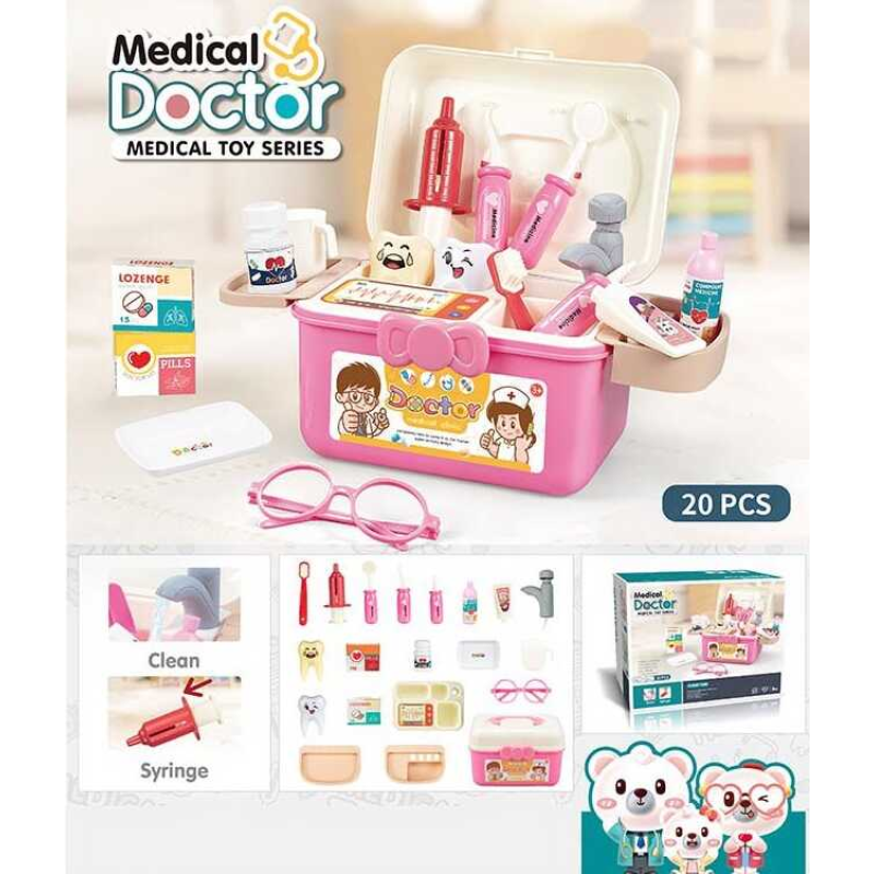 Набір лікаря PT 2 A (36/2) “Doctor Medical“, 20 елеметів, помпове накачування, колір рожевий, у коробці