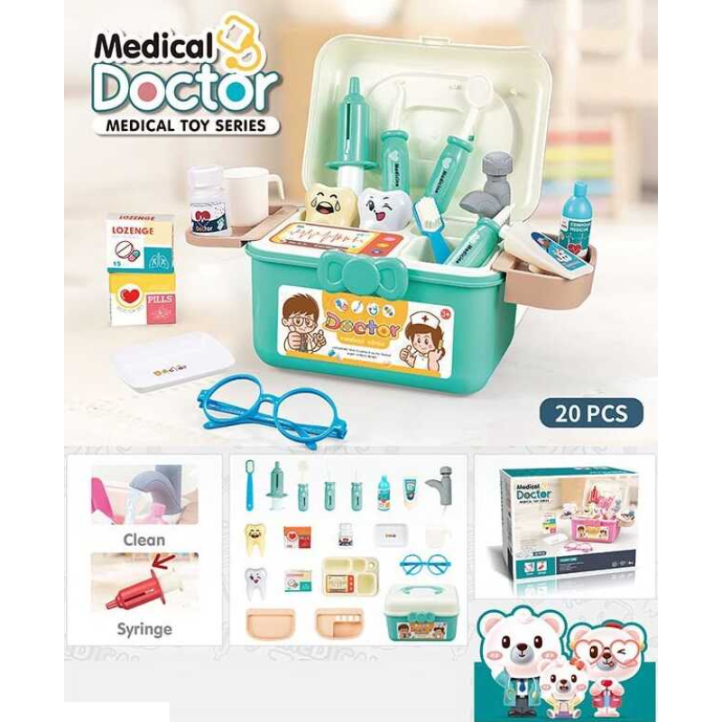 Набір лікаря PT 2 B (36/2) “Doctor Medical“, 20 елеметів, помпове накачування, колір зелений, у коробці