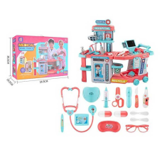 Набір лікаря RX 690 C (8/2) звук, підсвічування, медичний візок, стіл, дефібрилятор, ЕКГ, стетоскоп, в коробці