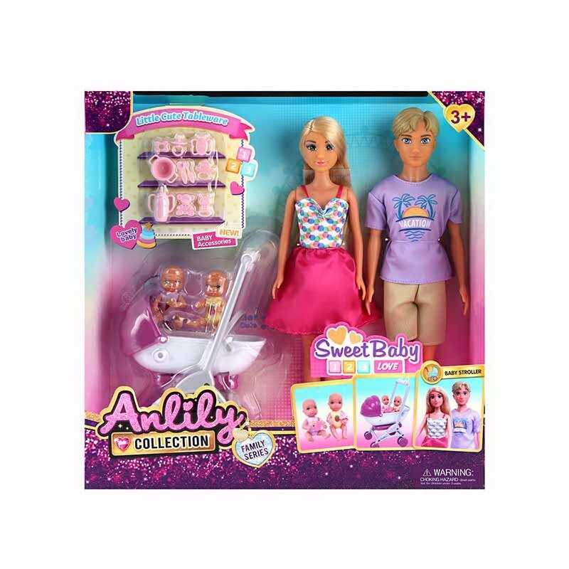 Набір ляльок 616320 (18) висота: 30 см, 2 пупсики, знімний одяг, візочок, аксесуари, в коробці