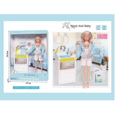 Набір ляльок A 786-2 (36/2) висота 30 см, немовля, зйомне взуття, аксесуари, пеленальний столик, в коробці