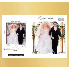 Набір ляльок A 801-1 (48/2) “Весілля”, висота 30 см, 2 ляльки, шарнірне з’єднання суглобів, знімне взуття, аксесуари, в коробці