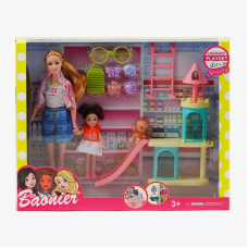 Набір ляльок JJ 8681-2 (24) 3  ляльки, дитячий майданчик, аксесуари, висота ляльки 30 см, в коробці