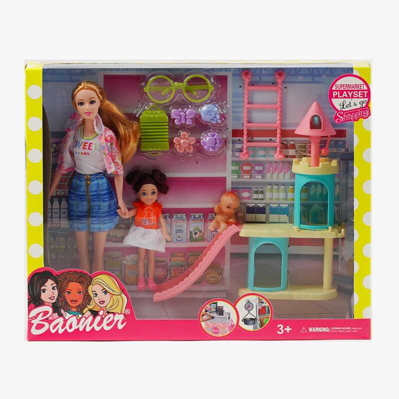 Набір ляльок JJ 8681-2 (24) 3  ляльки, дитячий майданчик, аксесуари, висота ляльки 30 см, в коробці