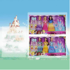 Набір ляльок K 016 A-1 (36/2) 3 ляльки, принцеси, знімний одяг, руки та ноги з точками артикуляції, аксесуари, замок, висота 28 см, в коробці