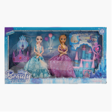 Набір ляльок MY 3209 Y2 (24/2) 2 ляльки, 27 см, шарнірні суглоби, аксесуари, знімний одяг, корона, чарівна паличка, замок, в коробці 