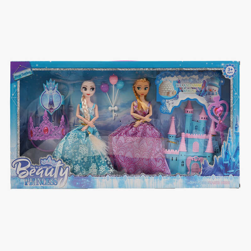 Набір ляльок MY 3209 Y2 (24/2) 2 ляльки, 27 см, шарнірні суглоби, аксесуари, знімний одяг, корона, чарівна паличка, замок, в коробці 