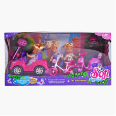 Набір ляльок Sofi 48501 (24/2) “На прогулянці”, 3 ляльки, машина, мопед, велосипед, 2 шоломи, в коробці