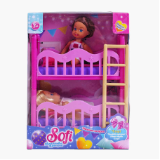 Набір ляльок Sofi 53640 (48/2) “Піжамна вечірка”, 2 ляльки, двоповерхове ліжко, висота ляльяки 11 см, в коробці