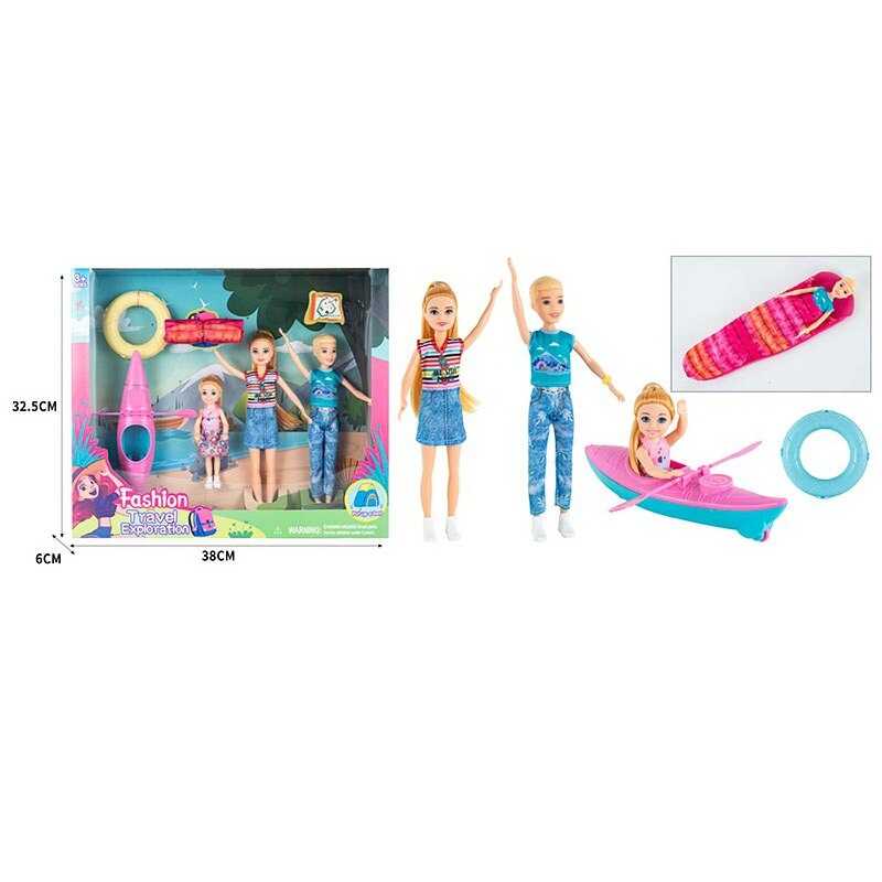 Набір ляльок ST 5616-15 (36/2) 3 ляльки, байдарка, надувне коло, спальний мішок, висота 23 см, аксесуари, в коробці Набір ляльок ST 5616-15 (36/2) 3 ляльки, байдарка, надувне коло, спальний мішок, висота 23 см, аксесуари, в коробці