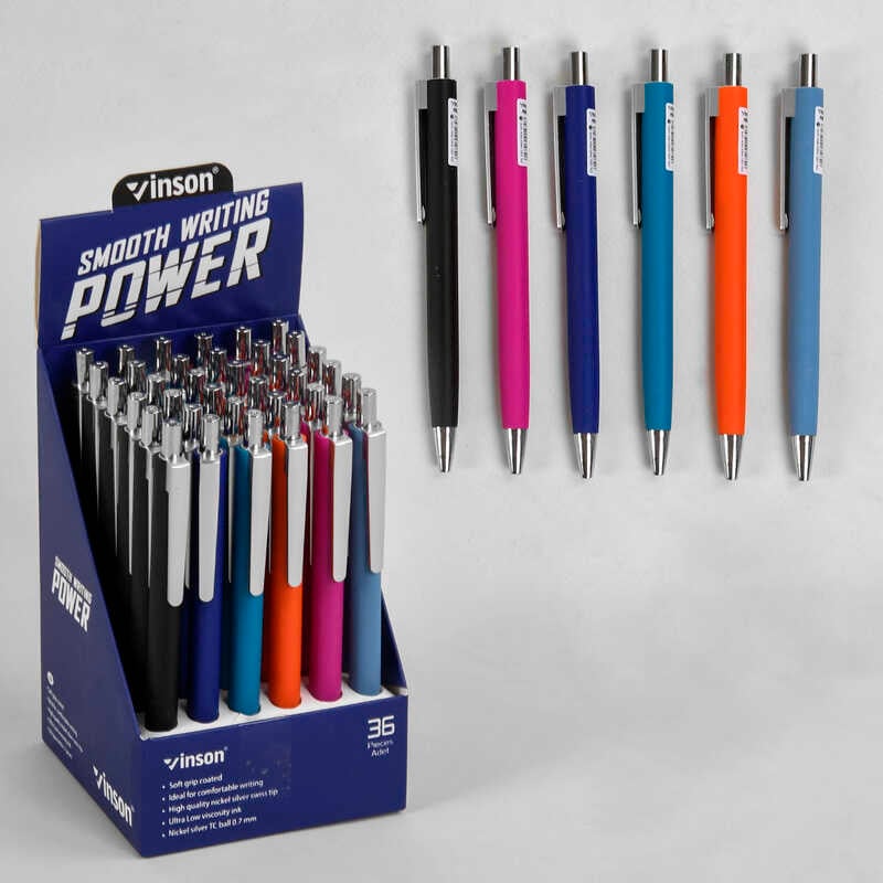 Набір масляних ручок М 45658 (40) ЦІНА ЗА 36 ШТУК В БЛОЦІ, кулькова, синя паста, діаметр пишучого вузла 0,7 мм