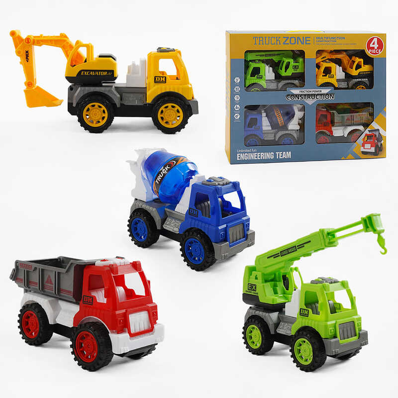 Набір машин 171-9 (36/2) “Спецтехніка“, 4 штуки, інерція, рухомі елементи, в коробці