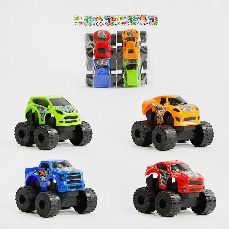 Набір машин 1887 (180/2) 4 штуки, інерція, у пакеті Набір машин 1887 (180/2) 4 штуки, інерція, у пакеті