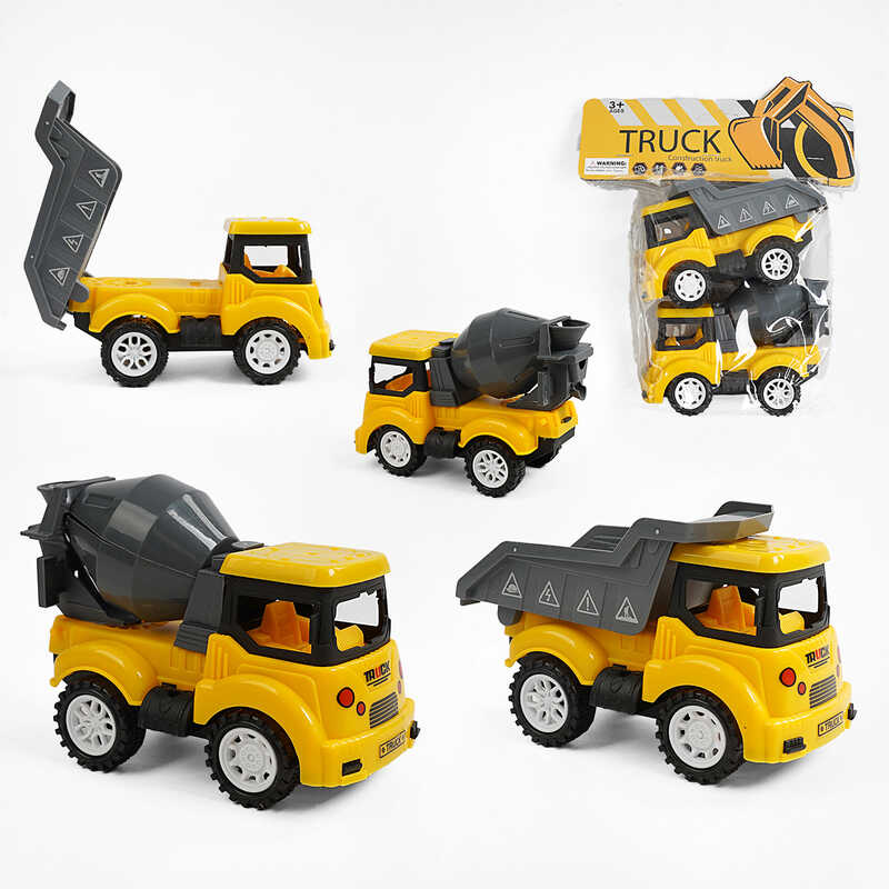 Набір машин 189164 (168/2) 2 штуки: самоскид і бетонозмішувач, інерційний механізм, рухомі елементи, в пакеті