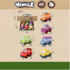 Набір машин 2685 A (24/2) ЦІНА ЗА 6 ШТУК В БЛОЦІ, вінілові, знімний корпус, інерційний механізм, прогумовані колеса, в коробці