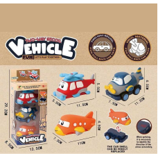 Набір машин 2690 (48/2) 3 змінні корпуси, платформа на колесах, інерційний механізм, прогумовані колеса, в коробці