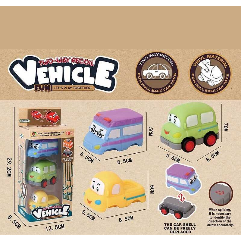 Набір машин 2691 A (48/2) 3 змінні корпуси, платформа на колесах, інерційний механізм, прогумовані колеса, в коробці