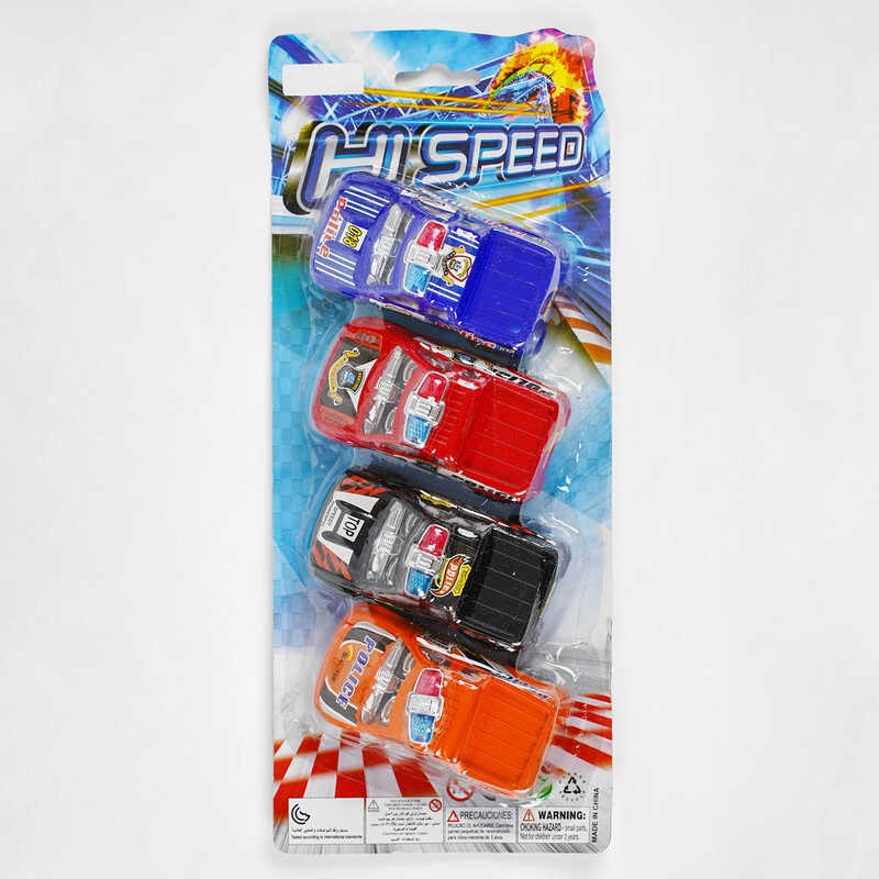 Набір машин 438-4 X (240/2) “Поліційна  команда“, 4 шт у наборі, на листі