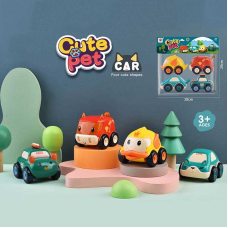 Набір машин 681 A (60/2) 4 шт, кумедні тваринки, інерція,  в пакеті