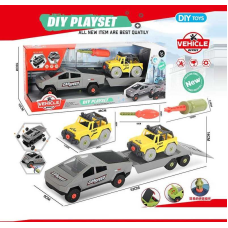 Набір машин 7654 B5A (24) 2 машинки, причіп, машинки-конструктори, 2 викрутки, в коробці