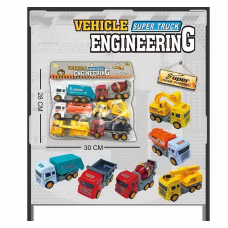 Набір машин 821 E (48) 6 штук, інерційний механізм, рухливі елементи, гумові шини, в пакеті