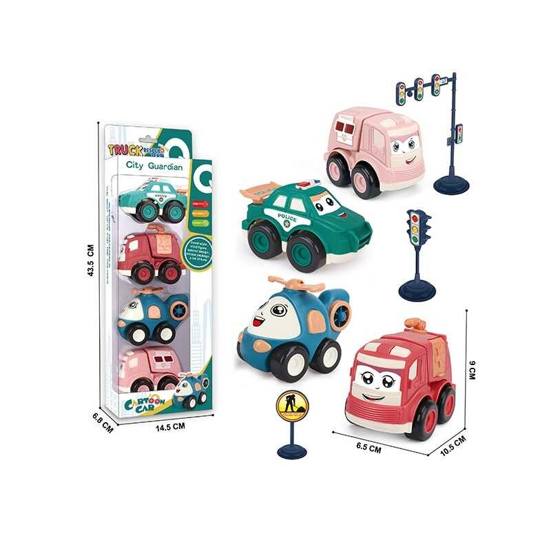 Набір машин A 187-4 (60/2) 4 штуки, “Спецтехніка”, інерція, в коробці