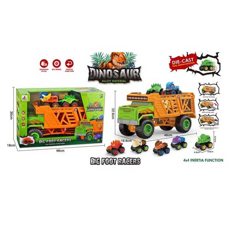 Набір машин DS 2319 (8/2) 1 вантажівка має двоповерховий кузов, 4 машинки мають гумові колеса, інерцію 4х4, в коробці