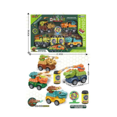 Набір машин LL 34 (48/2) 4 машинки, пушки із механічним запускачем, мішень, снаряди, інерційний механізм, в коробці