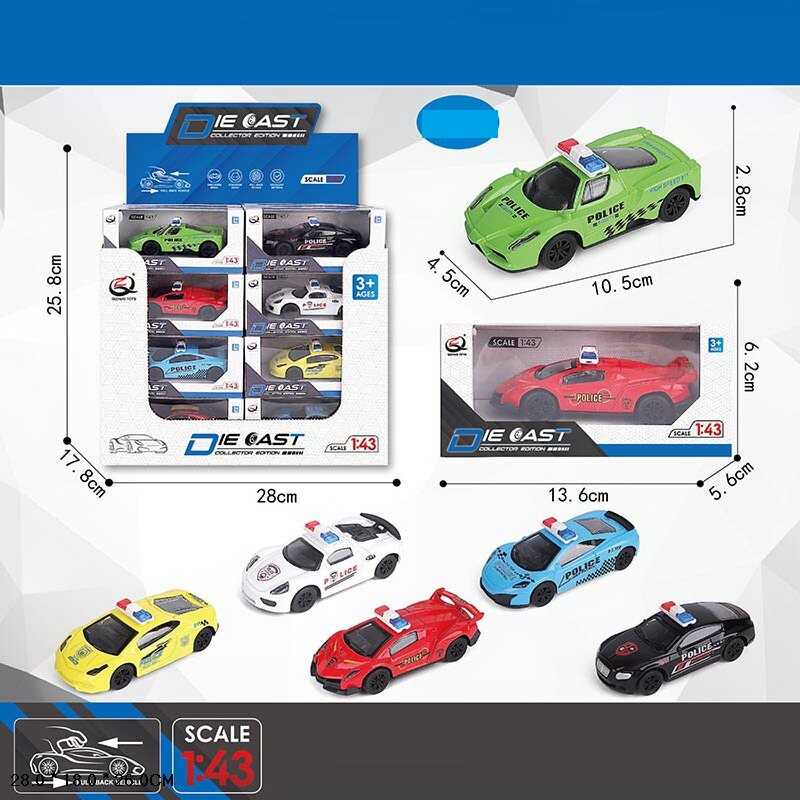 Набір машин QZ 43 J (16/2) ЦІНА ЗА 24 ШТУКИ В БЛОЦІ, 6 видів, “Поліція“, металопластик, інерція