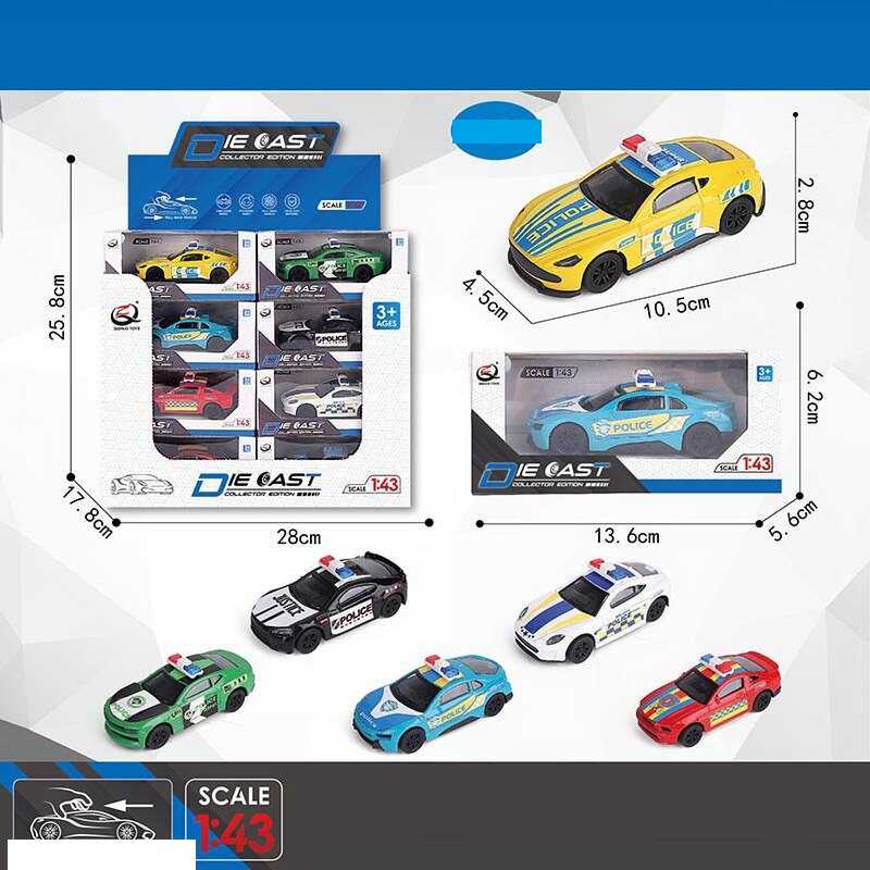 Набір машин QZ 43 K (16/2) ЦІНА ЗА 24 ШТУКИ В БЛОЦІ, 6 видів, “Поліція“, металопластик, інерція