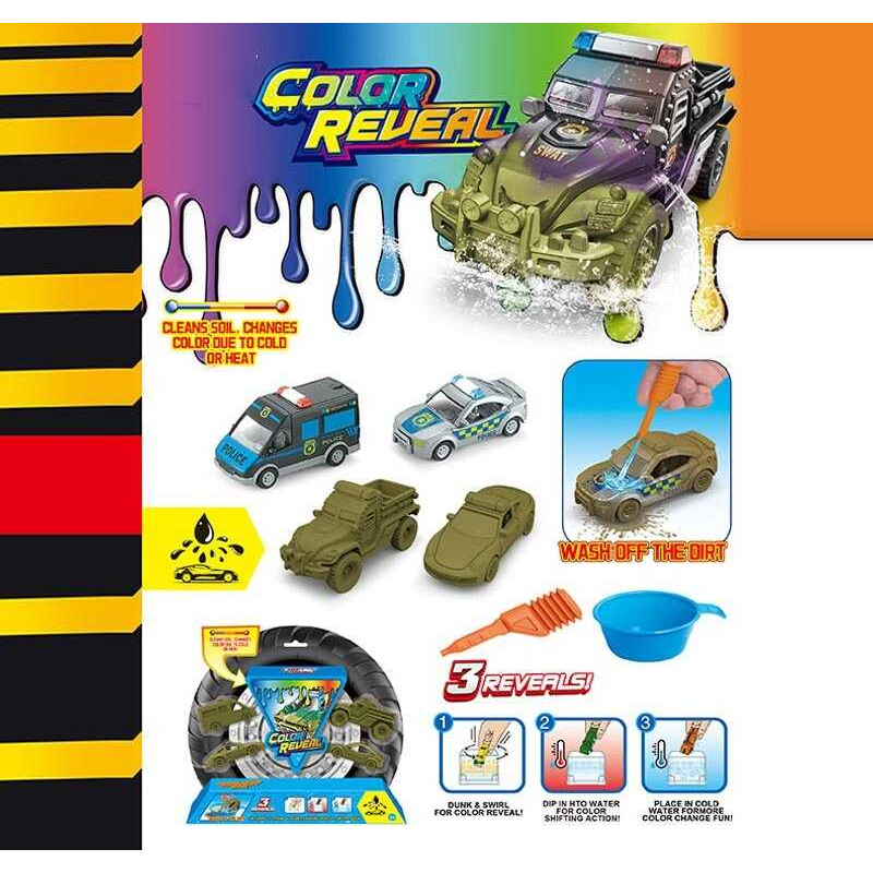 Набір машин SK-J 12 (72) 4 машинки, металопластик, змінюють колір, черпак, піпетка, на листі