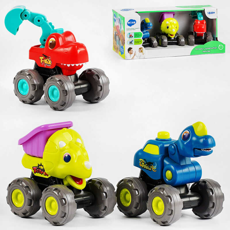 Набір машинок E 7973 ABC (12/2) “Hola“, 3 шт, інерція, рухливі елементи, в коробці