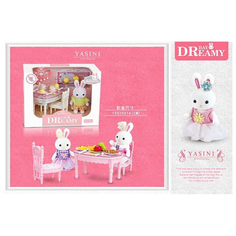Набір меблів 6621-3 (96) 1 флоксовий зайчик, меблі, їжа, в коробці