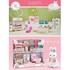 Набір меблів 6626 (12) кав“ярня, 2 флоксові фігурки зайченят, в коробці