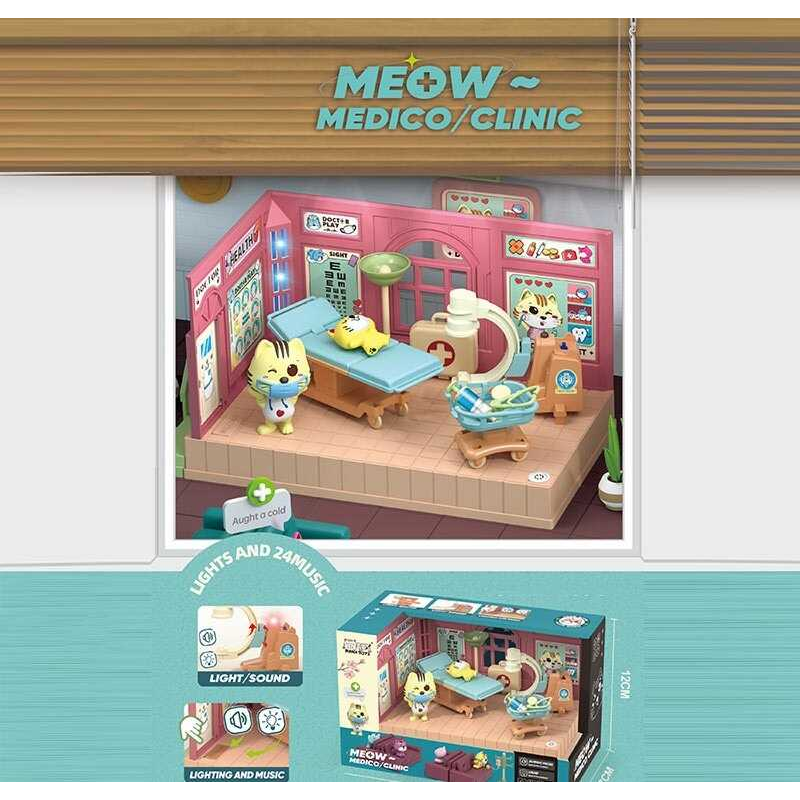 Набір меблів HY 109 C1 (60/2) “Медичний кабінет”, підсвічування, мелодії, фігурки тварин, муляжі медичних інструментів, меблів та обладнання, в коробці