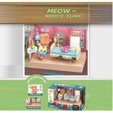 Набір меблів HY 109 C2 (60/2) “Кардіокабінет”, підсвічування, мелодії, фігурки тварин, муляжі медичних інструментів, меблів та обладнання, в коробці