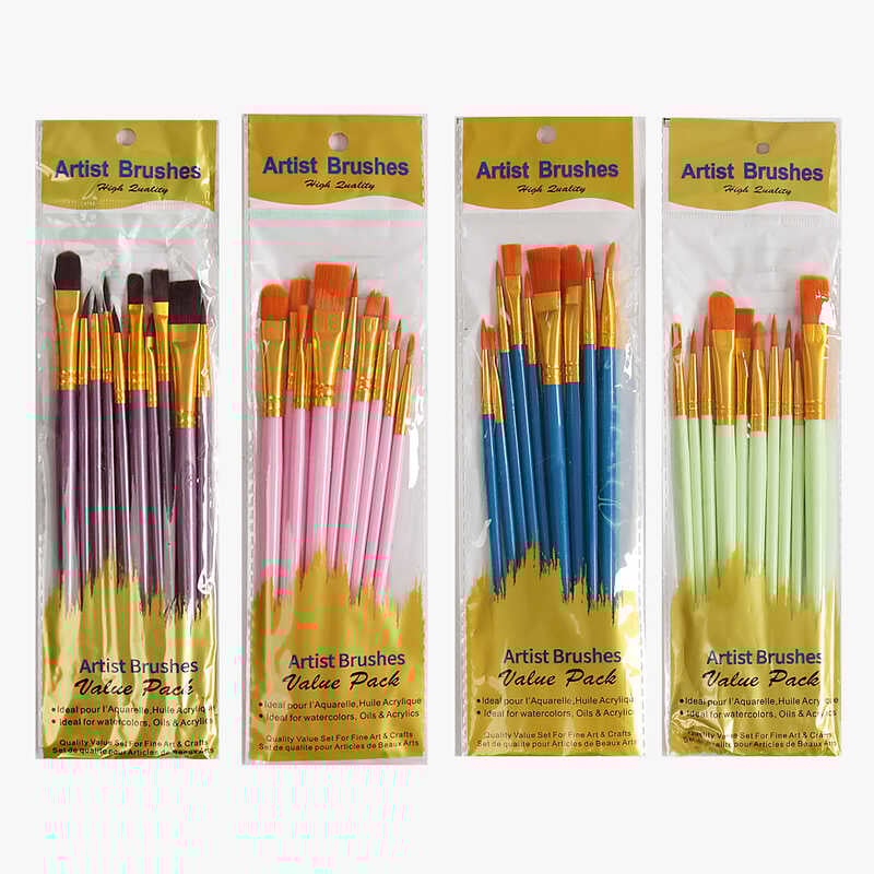 Набір пензлів C 60806 (600) 10 пензлів, 4 види, в пакеті, ВИДАЄТЬСЯ ТІЛЬКИ МІКС ВИДІВ