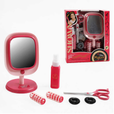 Набір перукаря 2805-1 (72/2) дзеркало, підсвітка, бігуді, ножиці, гребінець, резинки, спрей, в коробці