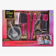 Набір перукаря 626003 (24) 9 аксесуарів, світло, звук, стайлер, щітка, 2 заколки, посудина і щіточка для фарбування волосся, 2 баночки, у коробці
