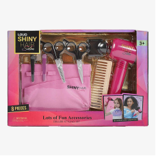 Набір перукаря 626006 (24) 8 аксесуарів, фен видуває повітря, насадка, 2 заколки, гребінець, ножиці, фартух, у коробці