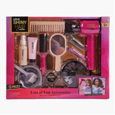 Набір перукаря 626015 (18) 13 аксесуарів, фен видуває повітря, 2 насадки, 2 заколки, гребінець, щітка, люстерко, в коробці