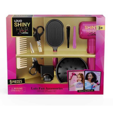 Набір перукаря 626028 (24) 9 аксесуарів, фен видуває повітря, 2 насадки, ножиці, 2 заколки, гребінець, люстерко, у коробці