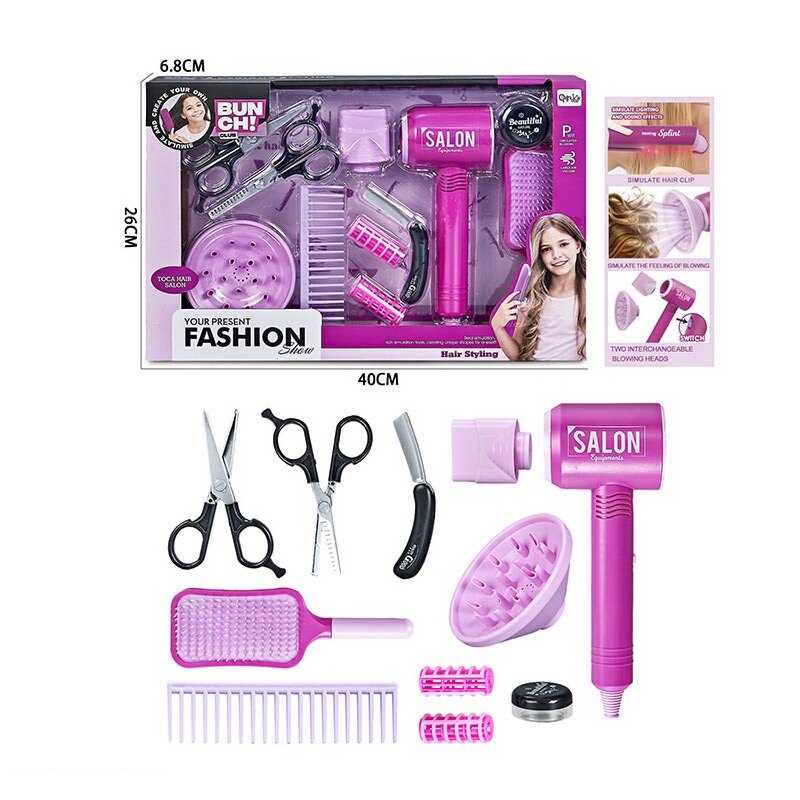 Набір перукаря QY 003 (36) функціональний фен, гребінець, щітка для волосся, бігуді, ножиці, в коробці