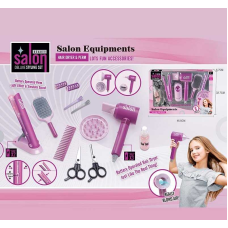 Набір перукаря YLQ 089 (24/2) стайлер, звук, підсвітка, 2 заколки, 2 щітки для волосся, бігуді, баночка для спрею, ножниці, фен та насадка до нього, в коробці