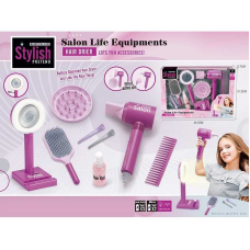 Набір перукаря YLQ 093 (24/2)  звук, підсвітка, шпильки, фен та насадки, щітки для волосся, баночка для спрею, дзеркало з підсвіткою, в коробці