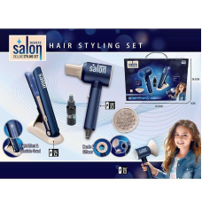 Набір перукаря YLQ 113 (12) на батарейках, звук, підсвітка, фен, стайлер, підставка, баночка для спрею, в коробці